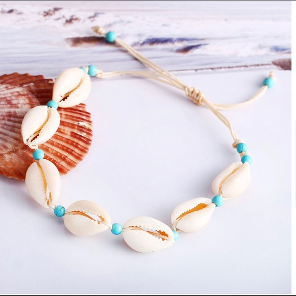 beach shell Woven Beaded Anklet - Picture 2 of 6